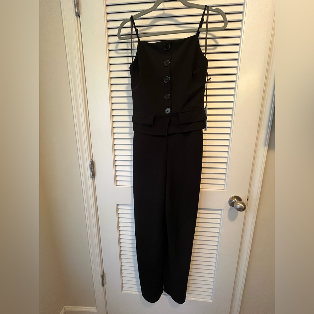 Crystal Sky Chic Black Button-Front Women's Jumpsuit